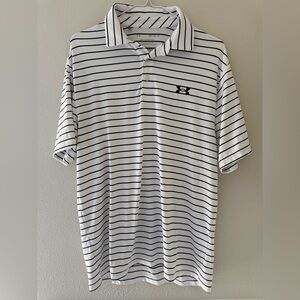 Under Armour Men's Playoff Polo Shirt - White with Black Stripes